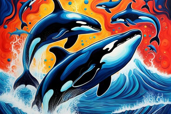 Хищники атакуют / Killer whales attack - created by AI