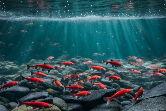 Нерка нерест / Sockeye salmon spawning - created by AI