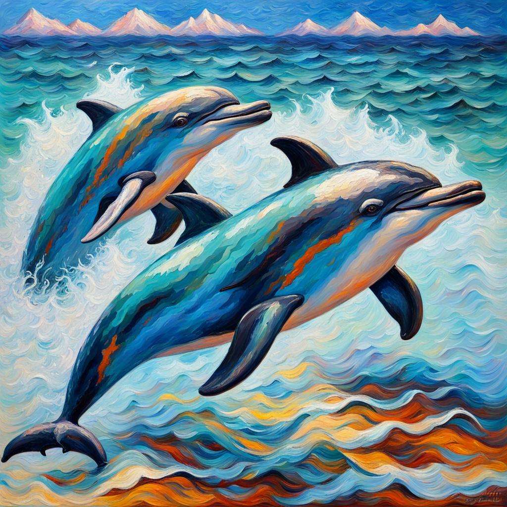 Ах, море, море … море – що це?.. Дельфины и море / Dolphins and the sea - nightcafe.studio