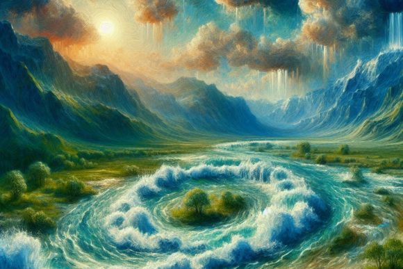 Круговорот воды в природе / Water cycle in the nature — created by AI