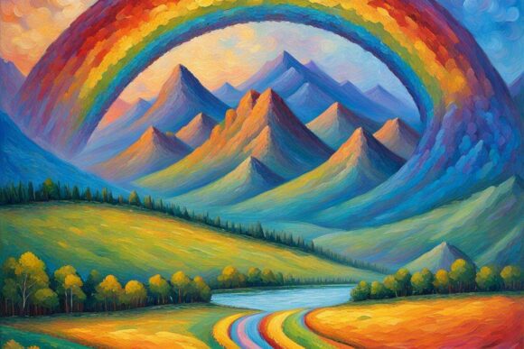 Радуга улыбается нам - семь цветов магии / The rainbow smiles at us - seven colors of magic - nightcafe.studio