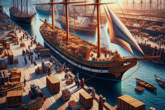 Торговый корабль - кофе / Cofee - sailboat — creator.nightcafe.studio