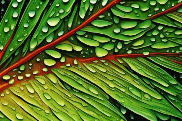 Капли на листьях / Drops on leaves - creator nightcafe.studio