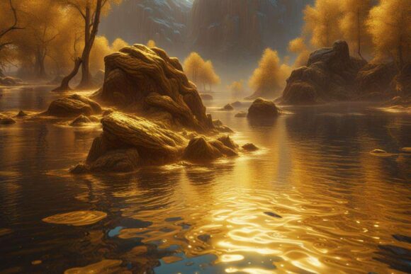 Золотая вода / Golden water — creator.nightcafe.studio
