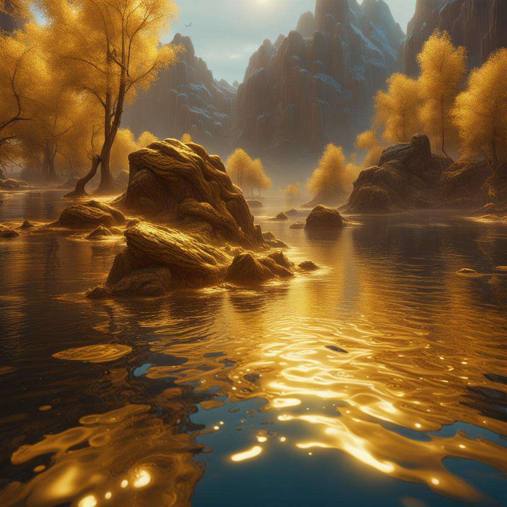 Золотая вода / Golden water — creator.nightcafe.studio