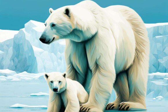 Остров Гренландия – великий ледяной щит Земли Полярный медведь / Polar bear - nightcafe.studio