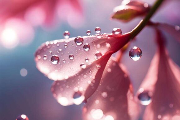 Роса и сакура / Sakura and dew - creator.nightcafe.studio