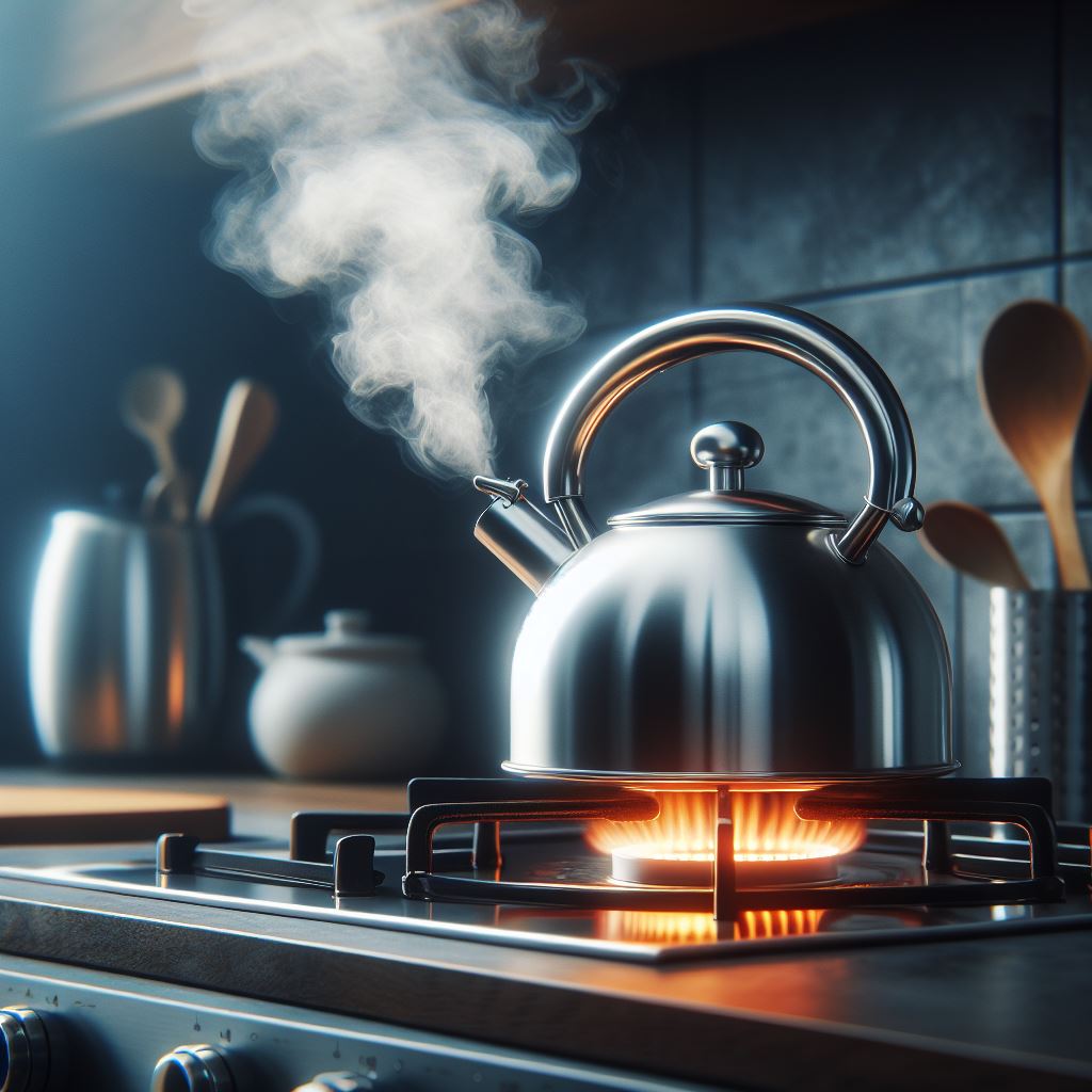 Водяна пара - газоподібний стан води Пар и чайник, Температура кипения воды / Steam and kettle — created by AI