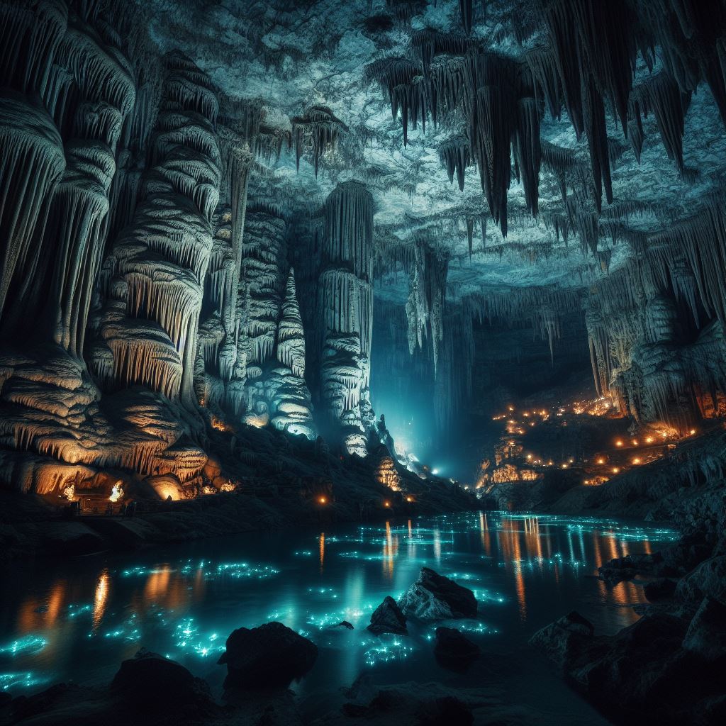 Подземное озеро / Underground lake — created by AI